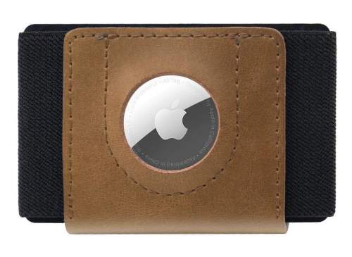 Kožená peněženka FIXED Tiny Wallet for AirTag z pravé hovězí kůže, hnědá