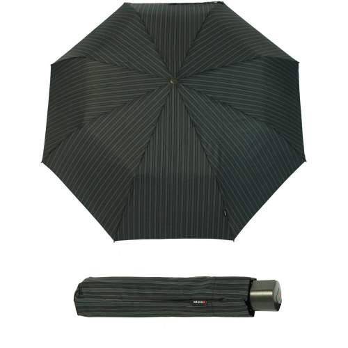 KNIRPS Luxusní lehký deštník Fiber T1 AC 89874740 STRIPS černý/šedý