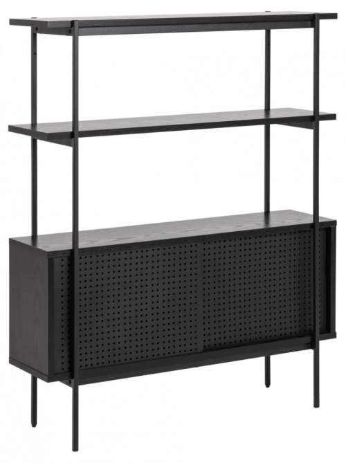 Scandi Černý dřevěný regál Toren 113,8 cm