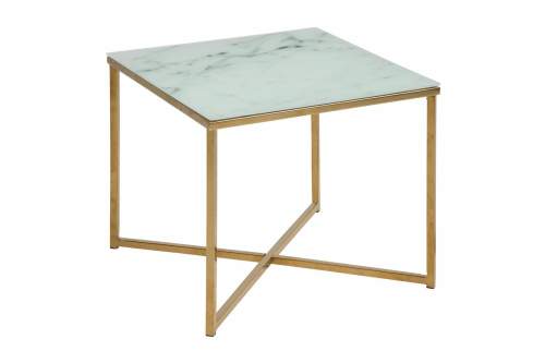 Scandi Bílý skleněný konferenční stolek Venice 50x50 cm