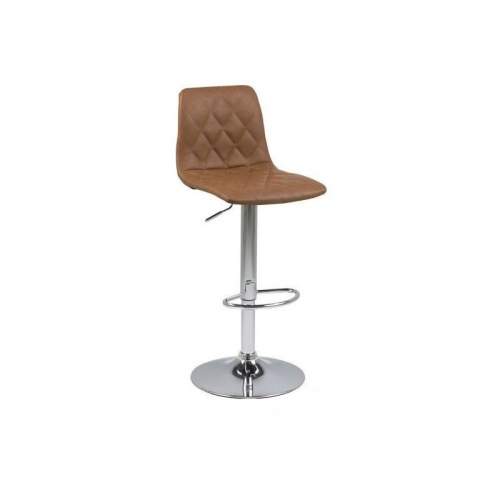 Scandi Hnědá koženková barová židle Newport 59-81 cm