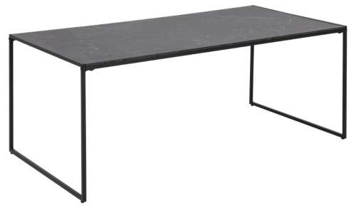 Scandi Černý dřevěný konferenční stolek Sigrun 120 x 60 cm s mramorovou fólií