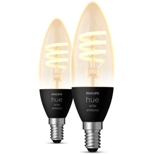 Philips svítidla Philips Hue White Ambiance 4.6W 550 Filament svíčka E14 2ks