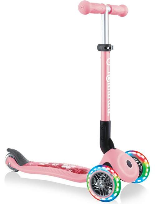 Globber - Koloběžka Junior Fantasy skládací Lights růžová květiny