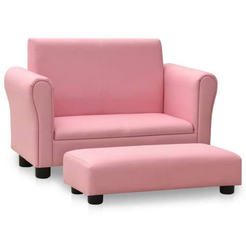 VIDA Dětská sedačka s podnožkou růžová umělá kůže
