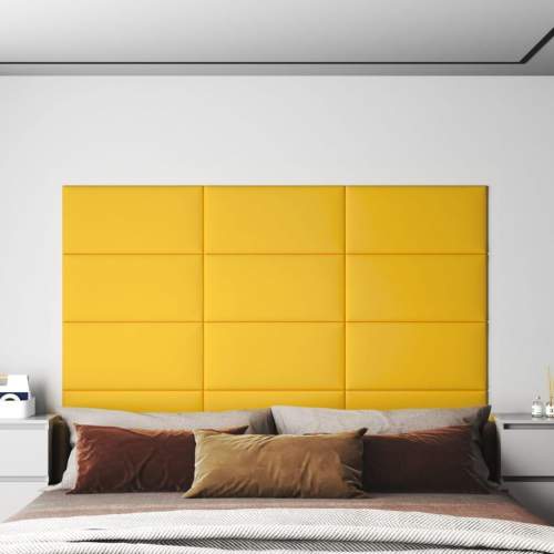 Emaga Nástěnné panely 12 ks žluté 60 x 30 cm samet 2,16 m²