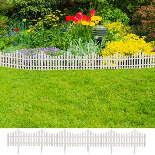 Zahradní dekorativní plot 17 ks / 10 m - bílý