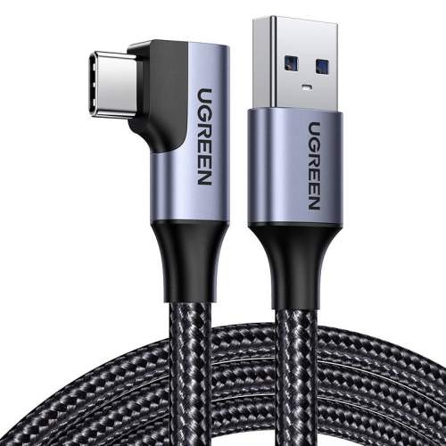 Úhlový kabel USB na USB-C UGREEN US385, 3A, 1m (černá)