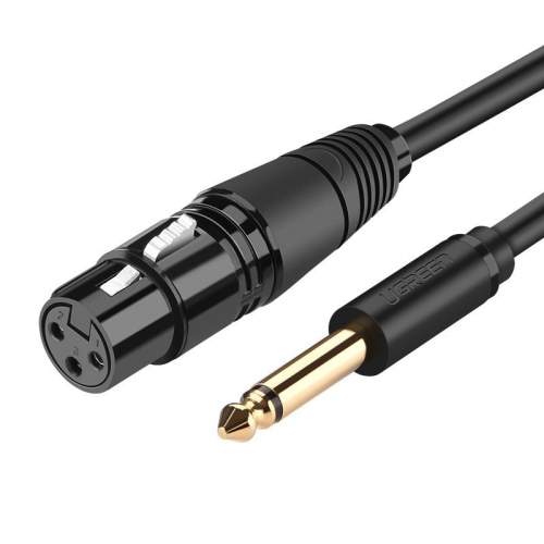 Ugreen AV131 audio kabel XLR - 6.35mm jack M/F 2m, černý (20719)