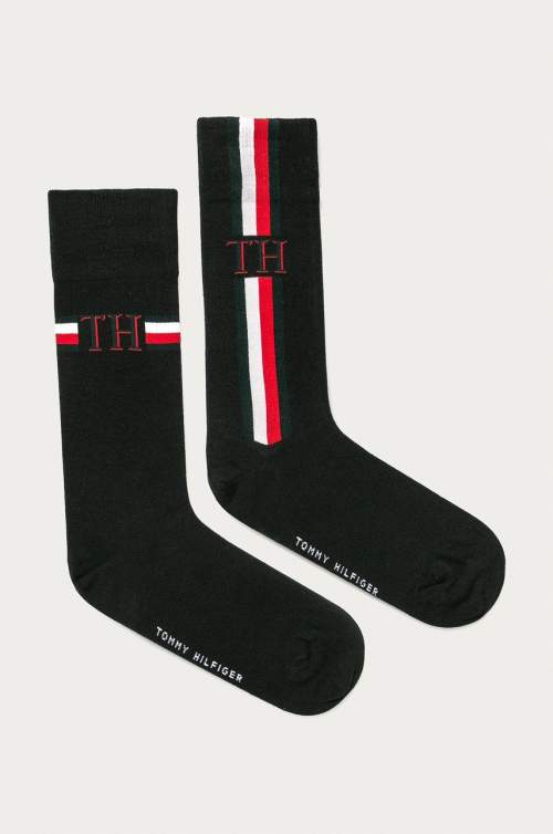 Tommy Hilfiger MEN SOCK 2P ICONIC STRIPE Pánské ponožky, černá, velikost 39-42