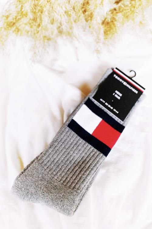 Vysoké bílé ponožky  Flag 43-46 Tommy Hilfiger