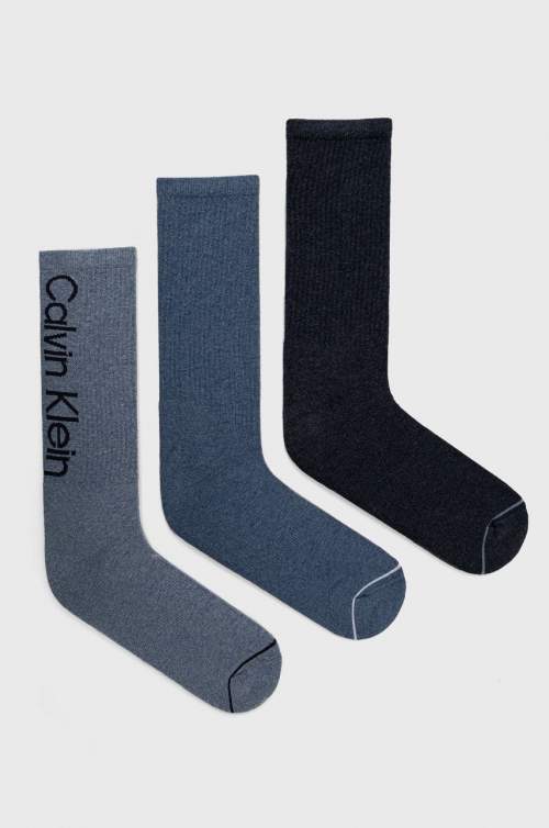 Calvin Klein vysoké pánské ponožky 3 páry -  modrá Velikost: Jedna velikost