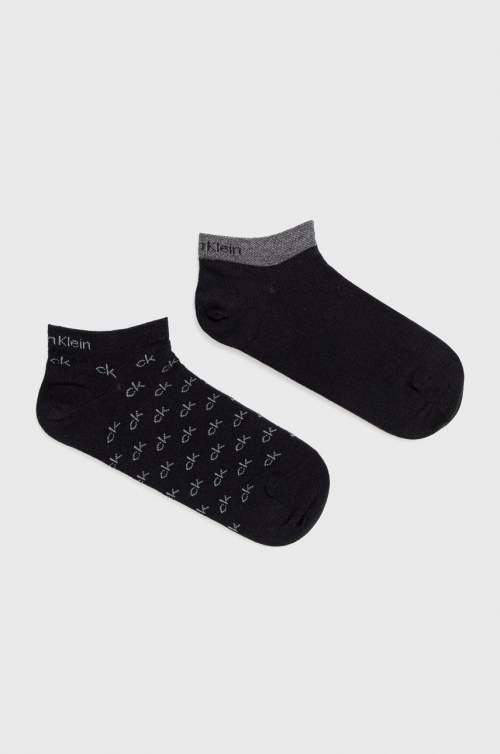 Calvin Klein pánské ponožky 2 páry all over logo- černá Velikost: 39/42