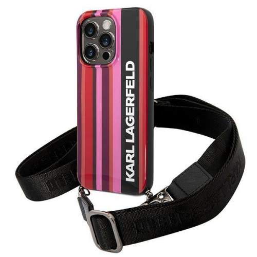 Karl Lagerfeld KLHCP14XSTSTP hard silikonové pouzdro iPhone 14 PRO MAX 6.7" pink Color Stripes Strap