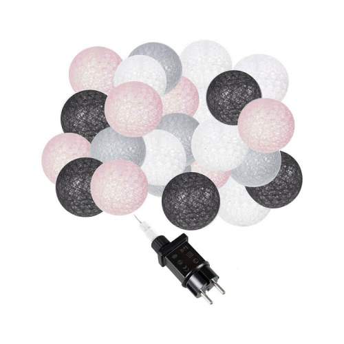 Springos LED světelný řetěz Bavlněné koule 6cm - 7,5m, 30LED, teplá bílá