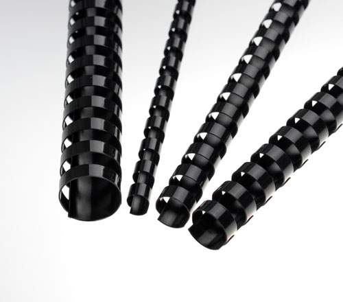Plastový hřbet pro kroužkový vazač - průměr 12 mm, 100 ks, černý