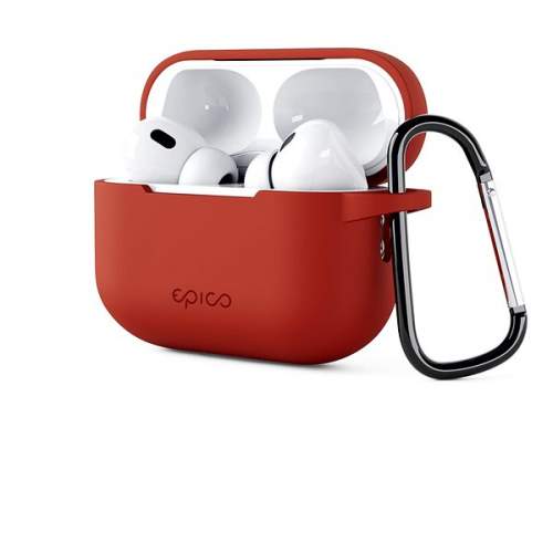 EPICO silikonové pouzdro pro Airpods Pro 2 s karabinou - červené, 9911101400019