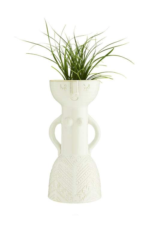 MADAM STOLTZ Keramická váza Woman White, bílá barva, keramika