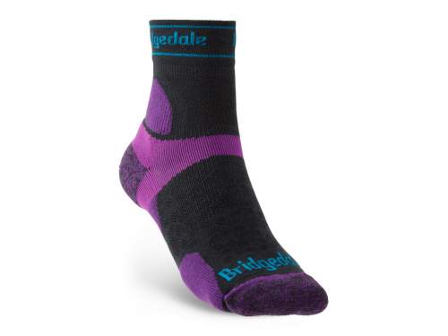 Dámské ponožky Bridgedale Trail Run UL T2 MS 3/4 Crew charcoal/purple S (3-4,5 UK)