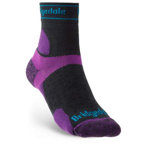 Dámské ponožky Bridgedale Trail Run UL T2 MS 3/4 Crew charcoal/purple M (5-6,5 UK)