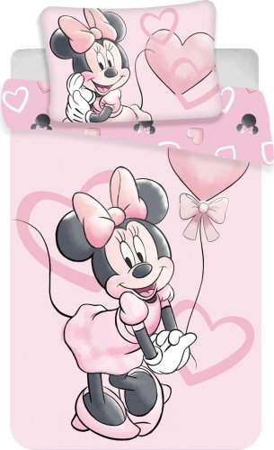 Jerry Fabrics Povlečení do postýlky 100x135 + 40x60 cm - Minnie "Pink heart 02" baby