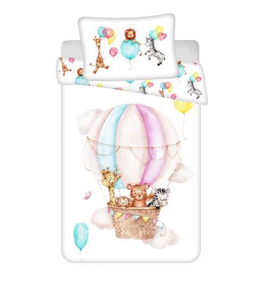 Disney povlečení do postýlky Zvířátka Flying balloon baby 100x135, 40x60 cm - bavlna - Jerry Fabrics