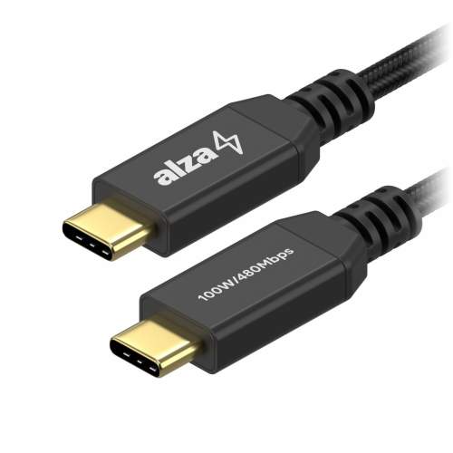 Datový kabel AlzaPower AluCore USB-C / USB-C 2.0, 5A, 100W, 0.5m černý