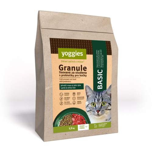 1,5 kg, Yoggies Cat "Basic" - granule lisované za studena pro kočky