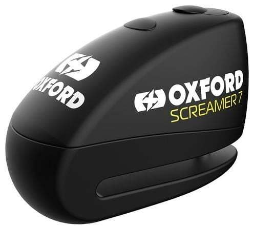 OXFORD Zámek kotoučové brzdy SCREAMER 7 (integrovaný alarm, černý/černý, průměr čepu 7 mm)