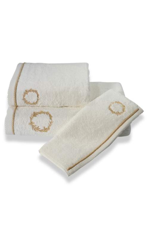 Dárkové balení ručníků a osušek SEHZADE - Smetanová / zlatá výšivka, Soft Cotton