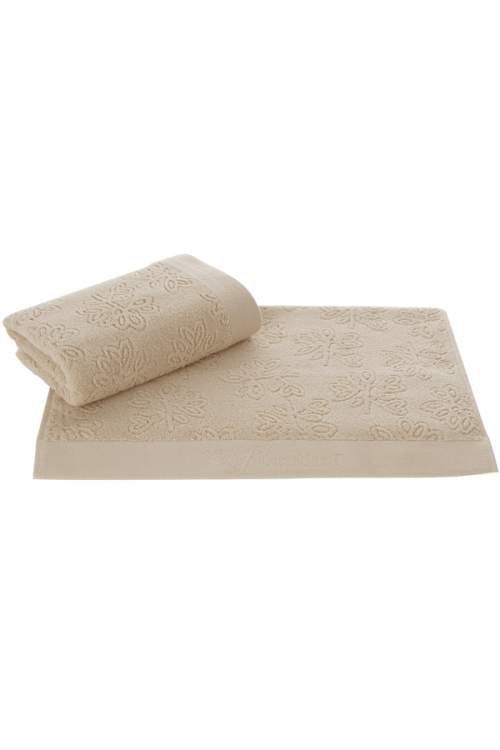 Dárková sada ručník a osuška LEAF - Béžová, Soft Cotton