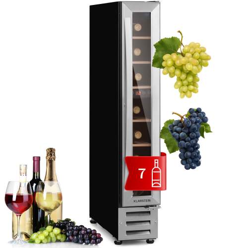 Klarstein Vinovilla 7, built-in, Uno, vestavěná chladnička na víno, sklo, nerezová ocel (HEA3-Vinovilla7-SS)