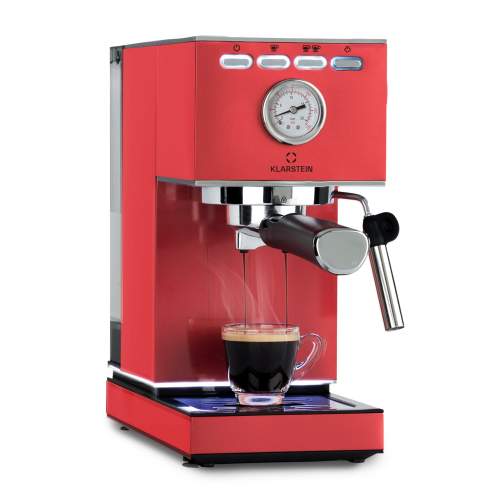 Klarstein Pausa, kávovar na espresso, 1350 W, tlak 20 bar, nádržka na vodu: 1,4 litru, nerezová ocel (TK42-PausaRed)