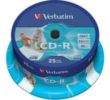 Verbatim CDR 52x 700MB Printable, Spindle, 25ks 43439