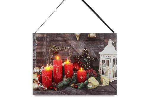 LED obraz na plátně Kouzelný advent, 20 x 15 cm