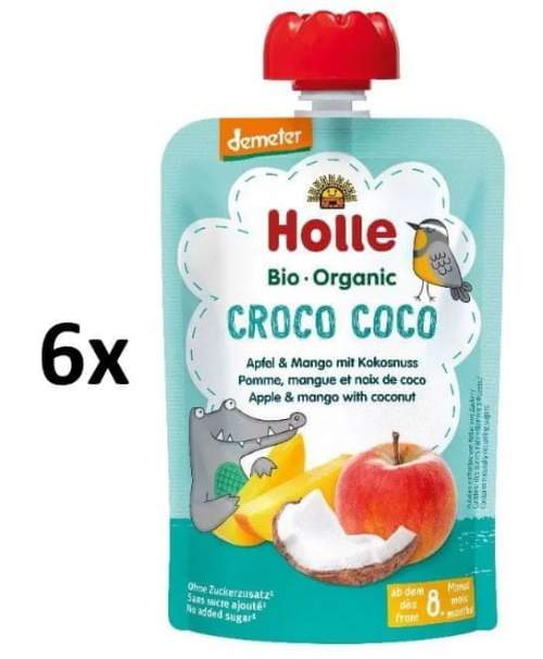 HOLLE Croco Coco BIO jablko mango kokos 6× 100 g