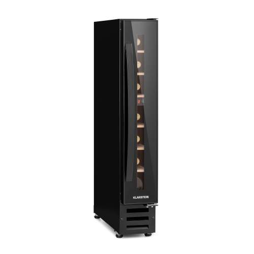 Klarstein Vinovilla 7, built-in, Uno Onyx, vestavěná chladnička na víno, černé sklo, nerezová ocel (HEA3-Vinovilla7-BK)