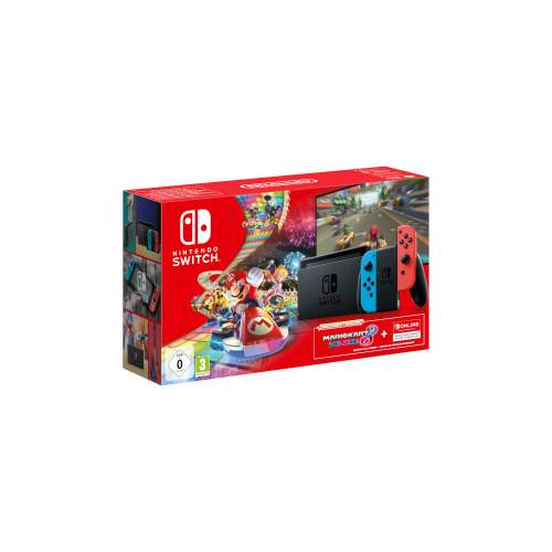 Nintendo Switch konzole červená/modrá + hra Mario Kart Deluxe 8 + členství Nintendo Switch Online 3