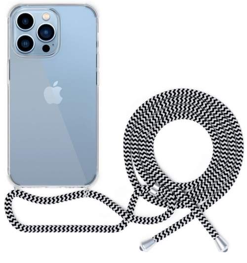 EPICO transparentní kryt se šňůrkou pro iPhone 13 Pro černo-bílá