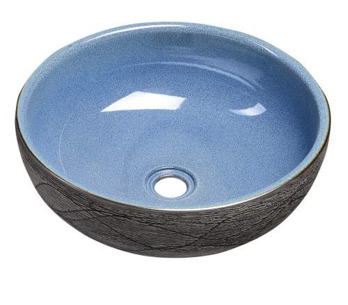 SAPHO PRIORI keramické umyvadlo, průměr 41cm, 15cm, modrá/šedá PI020