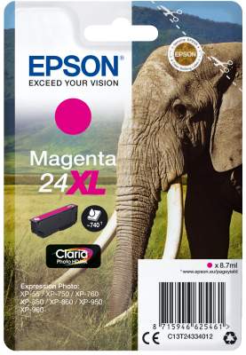 Epson Singlepack Magenta 24XL Claria Photo HD Ink C13T24334012