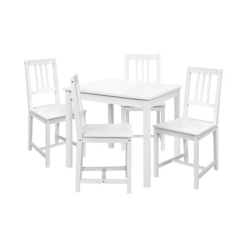 IdeaNabytek Jídelní stůl 8842B bílý lak + 4 židle 869B bílý lak