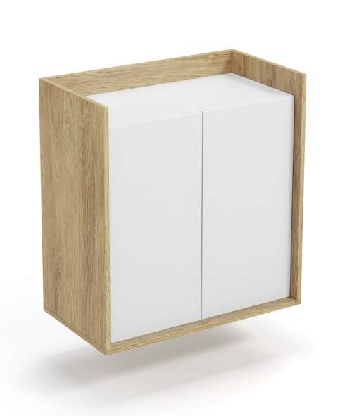 Závěsná skříňka MOBIUS 2D, barva: dub hikora / bílá