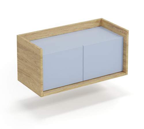 HALMAR  Nízká skříňka MOBIUS 2D (ořech, světle modrá)