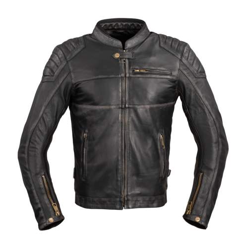 Pánská kožená moto bunda W-TEC Suit, vintage černá, XXL