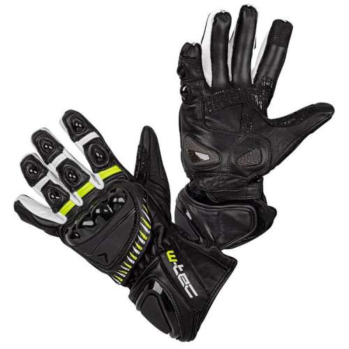 Moto rukavice W-TEC Evolation černo-bílo-fluo M