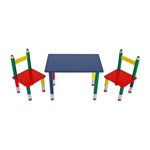 IdeaNabytek Dětský set stůl + 2 židle PASTELKY