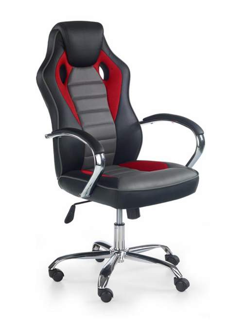 Halmar Herní židle SCROLL černá/červená/šedá