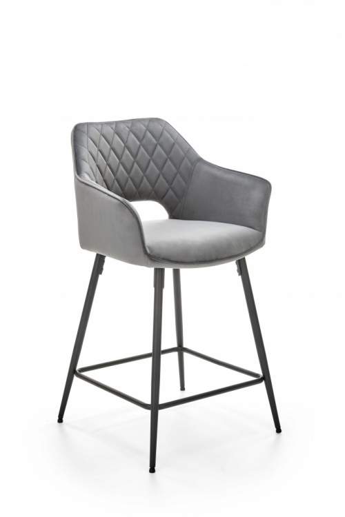 Halmar Barová židle H107, šedá, látka/kov