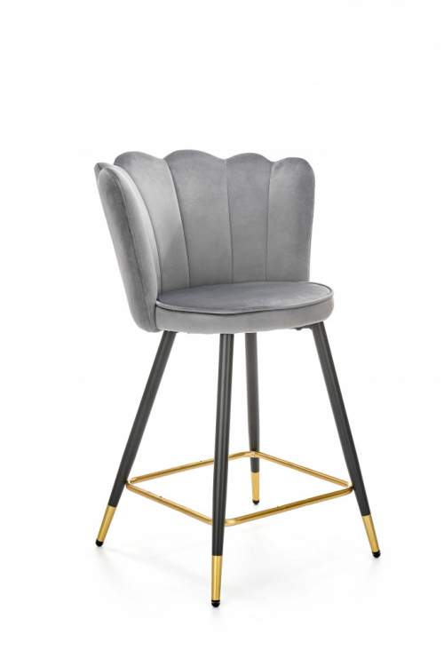 Halmar Barová židle H106, šedá, samet / kov
